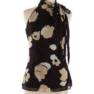Banana Republic Silk Sleeveless Brown Floral Print Halter Top